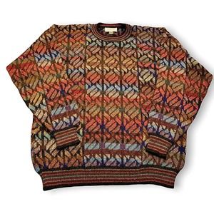 Tuttle Golf Vintage Sweater 100% Alpaca Men's XL Bolivia Abstract Design READ!